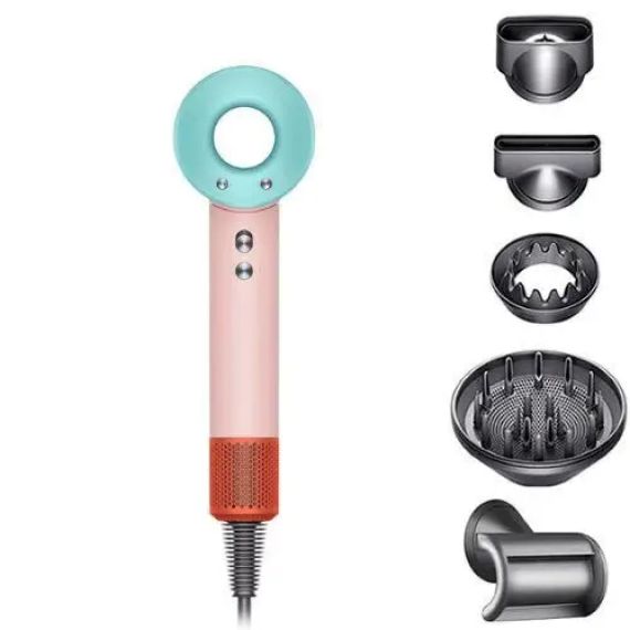 Фен Super Hair Dryer ceramic pop з іонізацією та турборежимом 5 насадок (Y-39)  персиковий