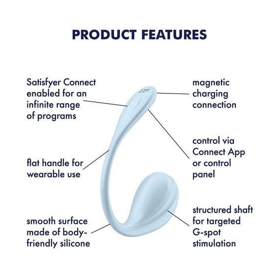 Смарт-віброяйце Satisfyer Smooth Petal Connect App Light Blue Sex Aura | Зображення 5