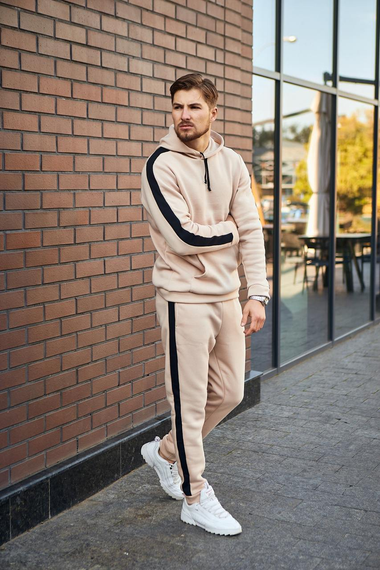 Костюм Лампас Зима бежево-черный S XL, бежево-черный