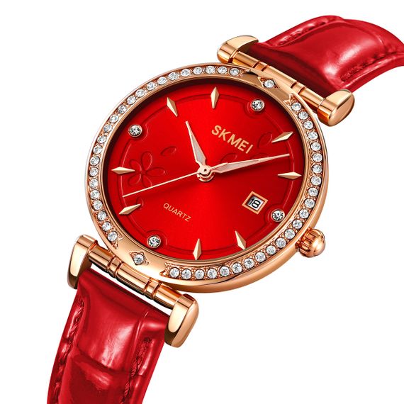 Класичний жіночий годинник Skmei 2169RGRD Rose Gold-Red | Зображення 1
