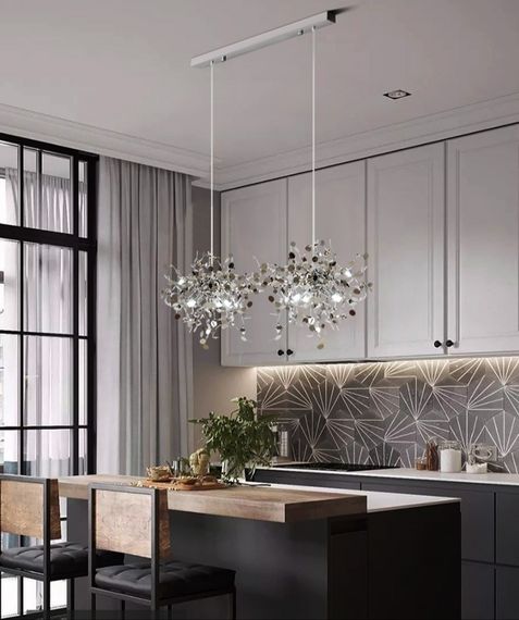 Люстра підвісна на 6 лампочок 27395 Хром 50-200х50х80 см. | Зображення 2