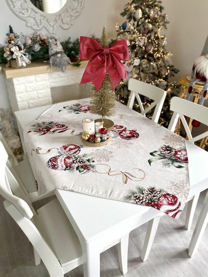 Скатертина гобеленова ALLOVER34278 Limaso, 97х100, Квадратна, Новорічний, З мікрофіброю + золотим люрексом, 74% поліестер, 23% бавовна, 3% акрил, Гобелен | Зображення 3
