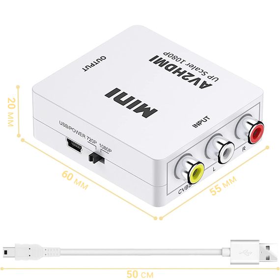 Конвертер видео с цифрового HDMI в аналоговый AV сигнал с поддержкой 1080P разрешения Addap HDMI2AV-01 | Зображення 3