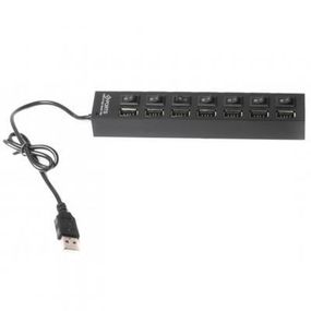 USB 2.0 HUB (концентратор) 7 портов с независимым отключением и внешним блоком питания чёрный