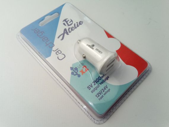 Зарядний пристрій USB, 12 Atelie (951801) 12/24 V — 5V 2,1A/білий/2 USB | Зображення 1