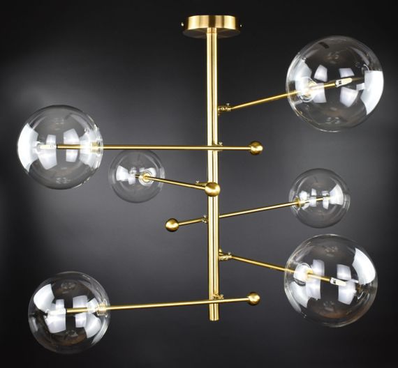 Люстра стельова на 6 лампочок 26740 Латунь 63-83х80х80 см. | Зображення 3