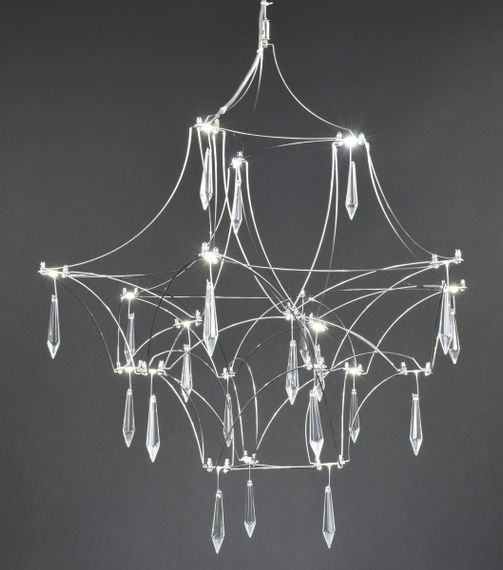 Люстра світлодіодна підвісна LED світильник для квартири на стелю лед 27873 Хром 65-180х60х60 см. | Зображення 4