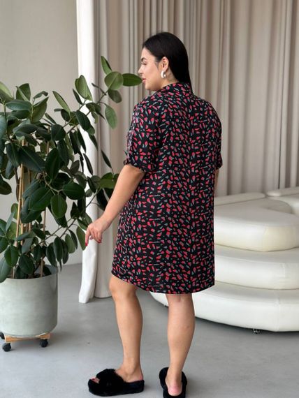 Шовкова сорочка на ґудзиках для дому PLUS SIZE | Зображення 6