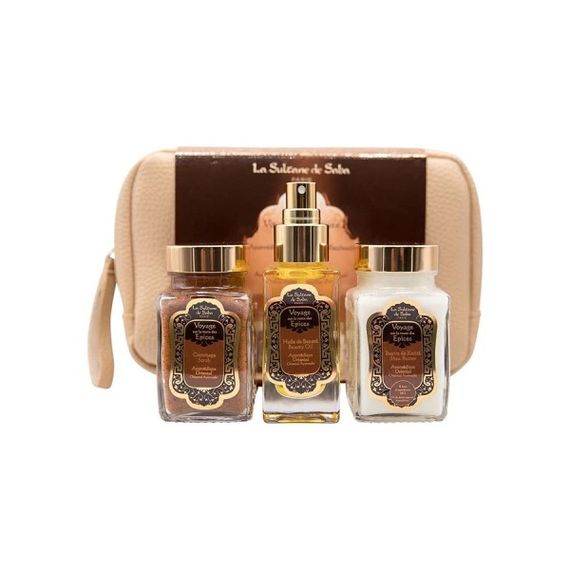 Набір для тіла Аюрведичний La Sultane de Saba Coffret Voyage sur la Route des Epices Ayurvedique (Scrub, Oil, Shea Butter)