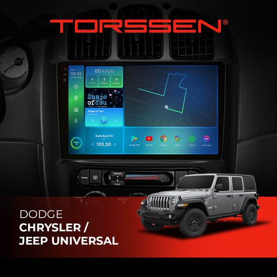 Штатна магнітола Torssen 2K Dodge/Chrysler/Jeep universal F108256 4G Carplay DSP