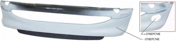 Передний бампер Peugeot 206 98-09 (под покрас., спойлер, отв. п/тум) (FPS) FP 5507 903 7401N4
