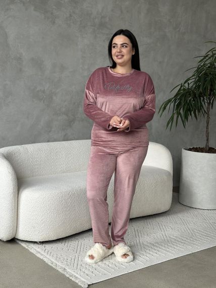 Розкішний домашній костюм піжама PLUS SIZE з велюру | Зображення 1