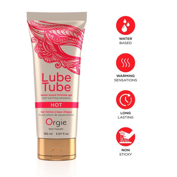 Лубрикант на водной основе Orgie Lube Tube Hot, 150 мл, с согревающим эффектом, без запаха Sex Aura | Зображення 2