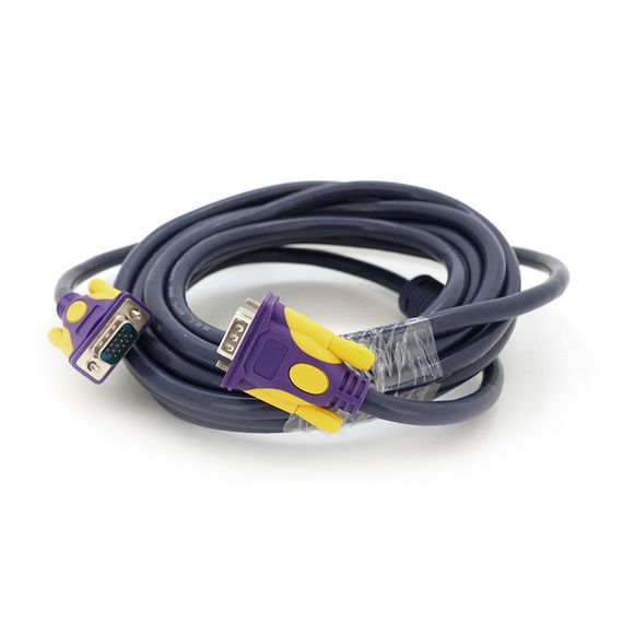 Кабель Merlion VGA 3 + 4 with shielding, 5m, male to male (тато-тато), 2 фериту, purple, Пакет Q100 | Зображення 1