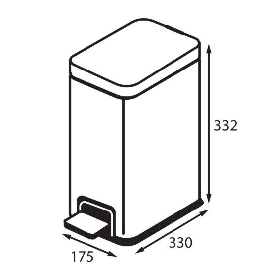 Відро для сміття Koer TC-010108-08 з плавним закриттям, прямокутне, 8 л, білий (KR5592) | Зображення 1