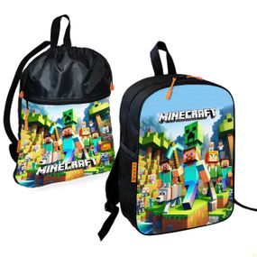Шкільний рюкзак дитячий Minecraft + Сумка для взуття спортивної форми рюкзак-мішок для хлопчика (01738)