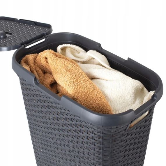 Корзина для белья пластиковая Curver Natural Style 40 л 00709 темно-серая, прочная и удобная | Зображення 5