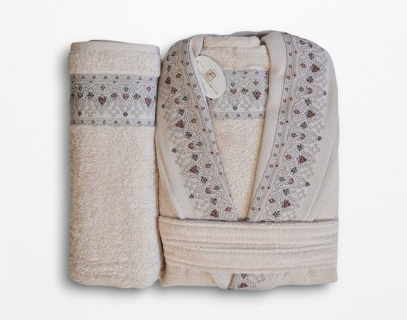 Жіночий махровий халат Pupilla Elfin Pudra