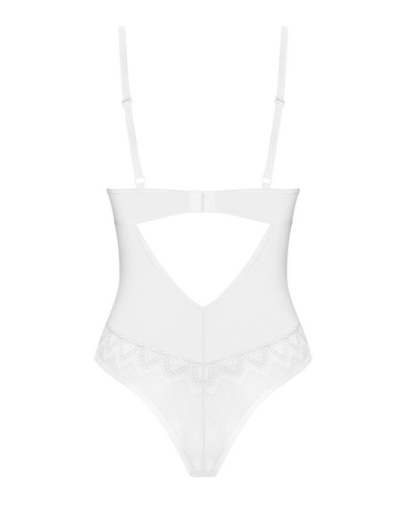 Боді Obsessive Alissium Teddy White, XS/S, ліф з м’якою чашкою, високі вирізи для ніг | Зображення 5