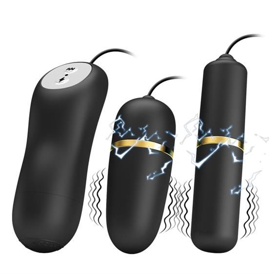Віброяйце з вібропулею - Pretty Love Electric Stimulation Double Vibro-Bullets Black | Зображення 4