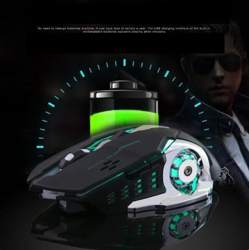 Беспроводная игровая мышка T2 RGB подсветка USB Charge+Bluetooth бесшумная со встроенным аккумулятором Black | Зображення 4