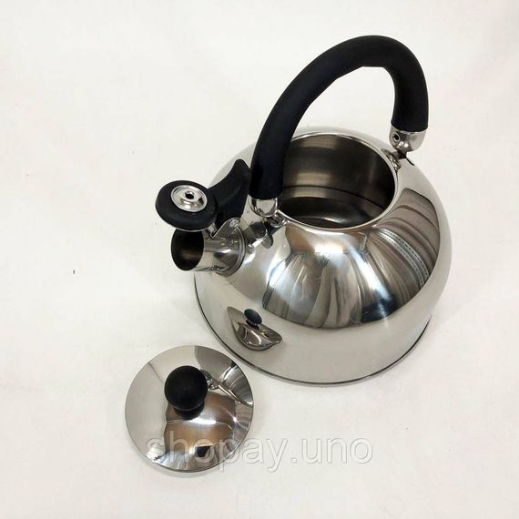 Чайник Unique со свистком UN-5302 2,5л, красивый чайник для газовой плиты, чайник на плиту. Цвет: черный | Зображення 7