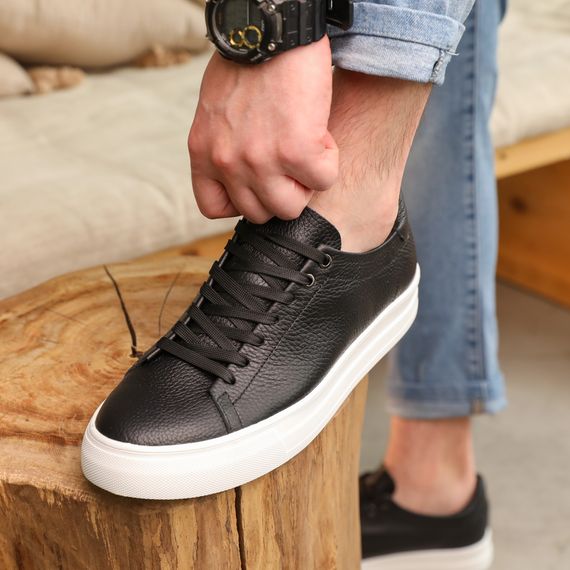 Кеди чоловічі шкіряні 590065 Чорні 40 41 42 43 44 45 | Зображення 8