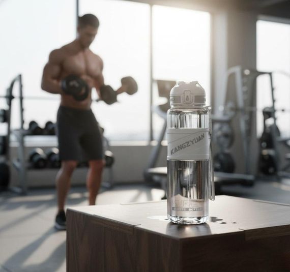 Спортивная бутылка KANGZYUAN 700 мл - Белая Tritan BPA-free, ударопрочная эко-бутылка сфильтром и ремешком | Зображення 6