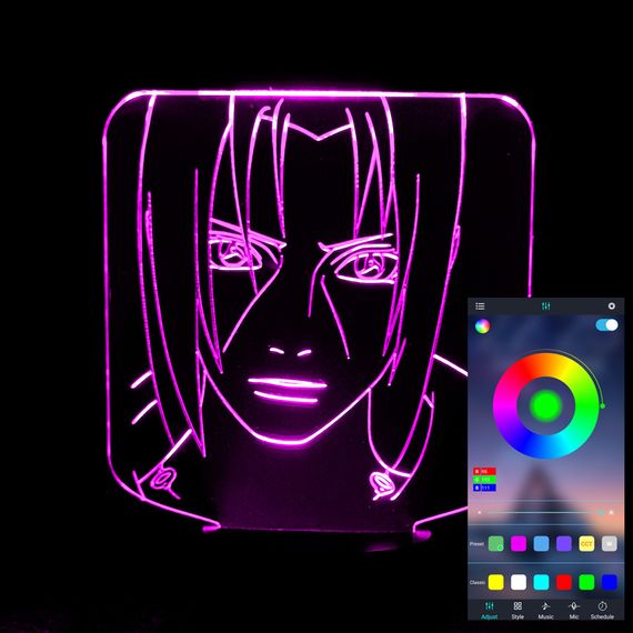 Акриловый светильник-ночник управление с телефона Учиха Итачи 5 tty-n001611