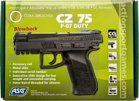 Пістолет страйкбольний ASG CZ75 P-07 Duty CO2. Blowback. кал. 6 мм | Зображення 9