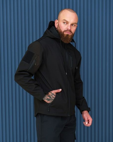 Куртка Softshell преміум з мікрофлісом чорна | Зображення 2