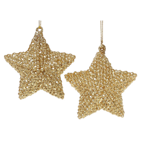 Набір ялинкових прикрас Зірка 2шт 7,5см золото глітер БОНА ДИ