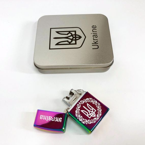Дугова електроімпульсна запальничка USB Україна металева коробка HL-447. Колір: хамелеон | Зображення 8