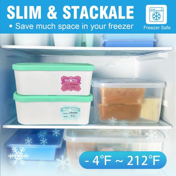 Контейнери для домашнього морозива комплект 2 шт 1.6 л, багаторазові з кришкою для йогуртів, сорбетів, зелені, лоток, судок | Зображення 3