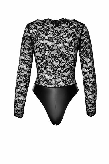 Боді Noir Handmade F296 Psyche, 3XL, мереживо, довгий рукав, низ під латекс, з доступом sexstyle | Зображення 6