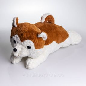 М'яка іграшка-плед, подушка 3 в 1 Хаскі плед в іграшці 50×30×26 (см) Коричневий 7124BR