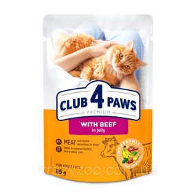 Влажный корм для котов Club 4 Paws с говядиной в желе 85 г B5621601