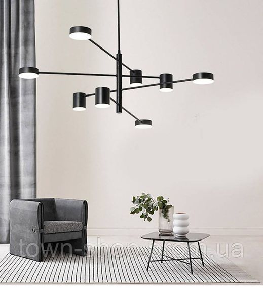 Люстра потолочная LED DE31/8-bk-k Черный 40-90х102х102 см. | Зображення 4