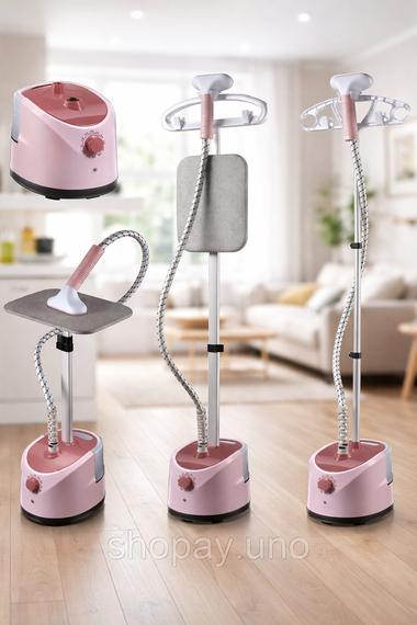 Вертикальний відпарювач для одягу з дошкою для прасування PINK з регульованою за висотою 1,8 л, 1800 Вт | Зображення 1