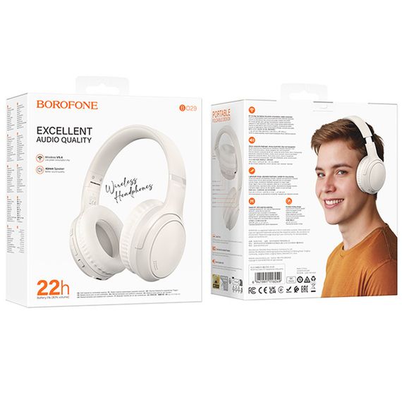 Накладные беспроводные наушники BOROFONE BO29 Fascinador Milky White | Зображення 2