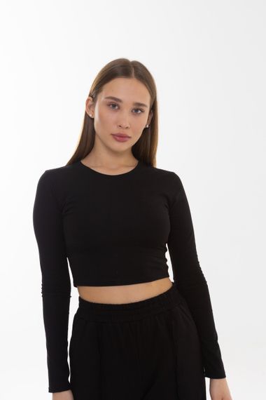 Кроп топ 4Profi с длинным рукавом черный размер М 24628 | Зображення 4