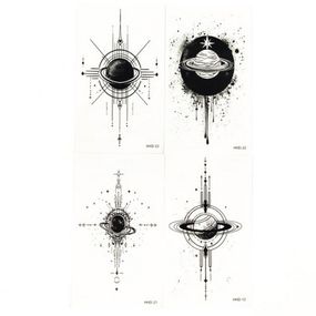 Набір тимчасових тату "Космос" black-tattoo-mini-set-space із 4 чорних по 9,5 х 5,5 см