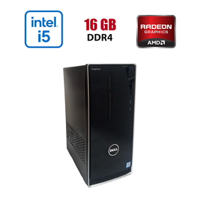 Ігровий ПК Dell Inspirion 3668 Tower / Intel Core i5-7400 (4 ядра по 3.0 - 3.5 GHz) / 16 GB DDR4 / 256 GB SSD / AMD Radeon Pro WX 5100, 8 GB GDDR5, 256-bit / Wi-Fi+Bluetooth / DVD / Win 10 Home Lic б/в