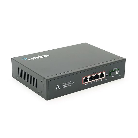 POE коммутатор Merlion 4 POE 10/100 + 1Single Fiber Tx1310nm 20km + встроенный блок питания 52V 1.38A