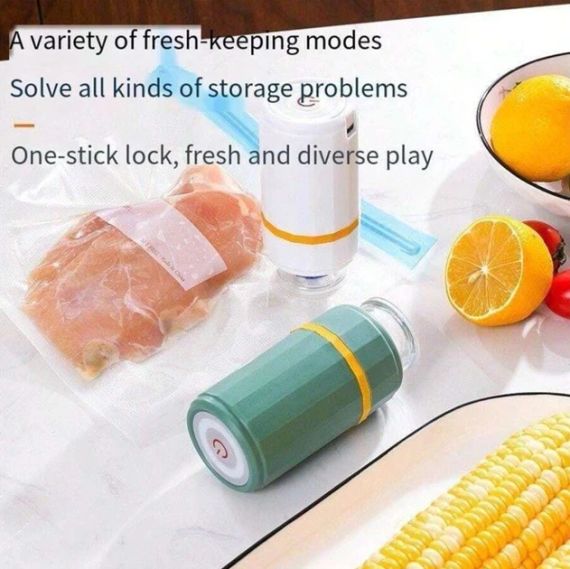 Домашній вакууматор для продуктів VACUUM SEALER бірюзовий | Зображення 2