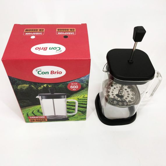 Френч-прес Con Brio 600 мл CB-6660B, Френч-прес для міцної кави, Багаторазовий френч-прес | Зображення 5