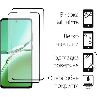 Чехол для мобильного телефона Dengos Oppo Reno 12F 4G Case Matte + 2 Glass (Black) (DG-CTG2P-19) | Зображення 2