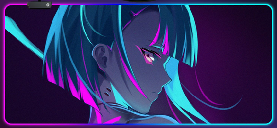 Ігрова поверхня для мишки з Аніме принтом "Кіберпанк / Cyberpunk" LED підсвічування 800*300*4 мм 1706