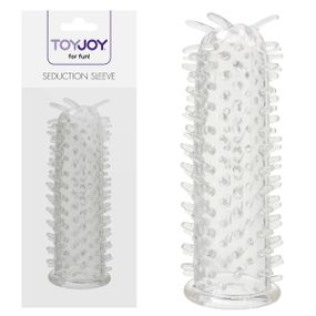Еластична насадка на пеніс із шипиками ToyJoy Seduction Sleeve, прозора, 11 × 2 см Sex Aura
