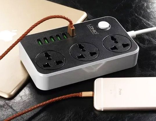 Сетевой фильтр LDNIO SC3604 удлинитель 2 м 3 розетки 6 USB с защитой Серо - черный | Зображення 2